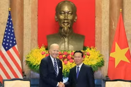 Chủ tịch nước Võ Văn Thưởng tiếp Tổng thống Hoa Kỳ Joe Biden có chuyến thăm cấp Nhà nước tới Việt Nam trong hai ngày 10-11/9/2023. (Ảnh: Thống Nhất/TTXVN)