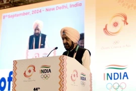 Ông Randhir Singh phát biểu sau khi được bầu làm Chủ tịch Hội đồng Olympic châu Á tại New Delhi ngày 8/9/2024. (Ảnh: ANI/TTXVN)