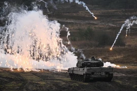 Xe tăng Leopard 2 tại trung tâm huấn luyện ở Augustdorf, Đức, ngày 1/2/2023. (Ảnh: AFP/TTXVN)