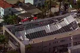Hiện trường vụ sập mái nhà thờ ở thành phố ven biển Recife, thủ phủ bang Pernambuco của Brazil ngày 30/8/2024. (Ảnh: Reuters/TTXVN)