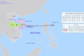 Sáng sớm nay (19/9), áp thấp nhiệt đới trên khu vực phía Đông Bắc quần đảo Hoàng Sa đã mạnh lên thành cơn bão số 4. (Ảnh: Trung tâm khí tượng thủy văn Quốc gia)