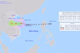 Sáng sớm nay (19/9), áp thấp nhiệt đới trên khu vực phía Đông Bắc quần đảo Hoàng Sa đã mạnh lên thành cơn bão số 4. (Ảnh: Trung tâm khí tượng thủy văn Quốc gia)