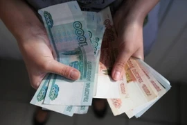 Đồng tiền ruble của Nga. (Ảnh: Getty Images/TTXVN)