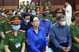 Các bị cáo tại phiên toà sáng 3/12/2024. (Ảnh: Hồng Giang/TTXVN)