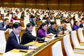 Đại biểu Quốc hội biểu quyết thông qua luật, nghị quyết. (Ảnh: Doãn Tấn/TTXVN)