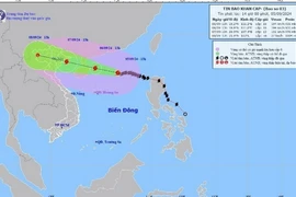 Đường đi của Bão số 3 lúc 13 giờ ngày 5/9/2024. (Ảnh: TTXVN phát)