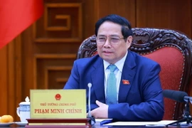 Thủ tướng Phạm Minh Chính chủ trì Phiên họp thứ nhất Ban Chỉ đạo tổng kết thực hiện Nghị quyết số 18-NQ/TW về đổi mới, sắp xếp tổ chức bộ máy. (Ảnh: Dương Giang/TTXVN)