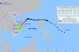 Đường đi của bão số 7, lúc 16h ngày 11/11/2024. (Ảnh: TTXVN phát)