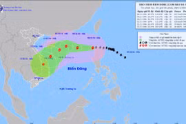 Hình ảnh đường đi của cơn bão Yinxing cập nhật lúc 5h ngày 8/11. (Nguồn: nchmf)
