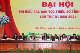 Đoàn Chủ tịch Đại hội Đại biểu các dân tộc thiểu số tỉnh Đắk Nông lần thứ IV, năm 2024. (Ảnh: Hưng Thịnh/TTXVN)