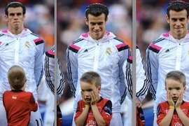 Cậu bé không tin nổi vào mắt mình khi đứng cạnh Gareth Bale