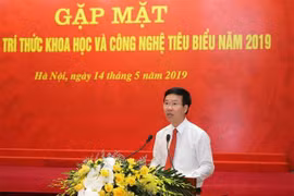 Trưởng Ban Tuyên giáo Trung ương Võ Văn Thưởng phát biểu tại buổi gặp mặt. (Ảnh: Phương Hoa/TTXVN)
