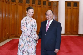 Thủ tướng Nguyễn Xuân Phúc tiếp Công chúa kế vị Thụy Điển Victoria Ingrid Alice Desiree và phu quân đang có chuyến thăm chính thức Việt Nam. (Ảnh: Thống Nhất/TTXVN)