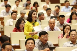 Đại biểu Quốc hội tỉnh Bắc Kạn Triệu Thị Phương phát biểu. (Ảnh: Phương Hoa/TTXVN)