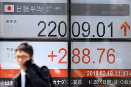 Bảng tỷ giá chứng khoán tại Tokyo, Nhật Bản. (Nguồn: AFP/TTXVN)