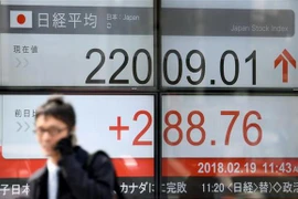 Bảng tỷ giá chứng khoán tại Tokyo, Nhật Bản. (Nguồn: AFP/TTXVN)