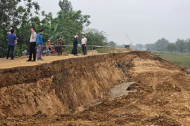 Sạt lở nghiêm trọng tại tuyến đê đang thi công tại Thanh Hóa