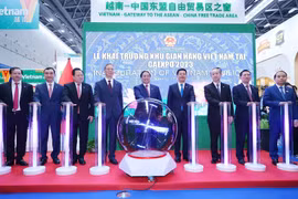 [Photo] Thủ tướng dự khai trương khu gian hàng thương mại của Việt Nam
