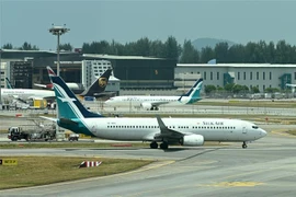 Máy bay Boeing 737 MAX đỗ tại sân bay quốc tế Changi, Singapore, ngày 12/3/2019. (Ảnh: AFP/ TTXVN)