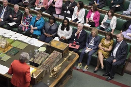 Thủ tướng Anh Theresa May (trái) trong phiên chất vấn tại Hạ viện ở London ngày 15/5/2019. (Ảnh: THX/TTXVN)