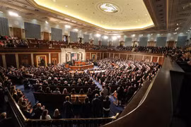Một cuộc họp Quốc hội Mỹ tại Washington DC., ngày 25/4. (Ảnh: AFP/TTXVN)