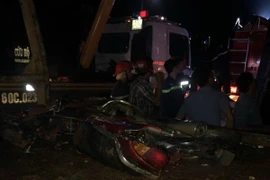 Hiện trường vụ tai nạn. (Ảnh: Sỹ Tuyên/TTXVN)