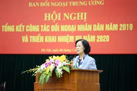 Trưởng Ban Dân vận Trung ương Trương Thị Mai phát biểu. (Ảnh: Phương Hoa/TTXVN)