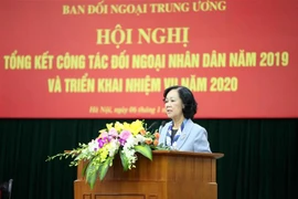 Trưởng Ban Dân vận Trung ương Trương Thị Mai phát biểu. (Ảnh: Phương Hoa/TTXVN)