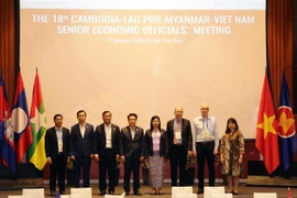 Trưởng đoàn SEOM Hợp tác kinh tế CLMV và GIZ chụp ảnh lưu niệm tại cuộc họp. (Ảnh: Trần Việt/TTXVN)