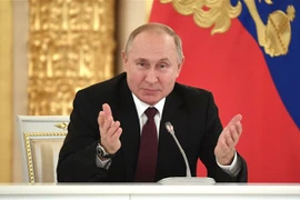 Tổng thống Nga Vladimir Putin phát biểu tại Điện Kremlin ở Moskva, Nga. (Ảnh: AFP/TTXVN)