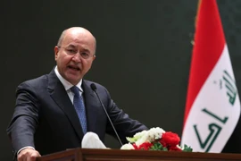 Tổng thống Iraq Barham Saleh trong bài phát biểu tại Baghdad. (Ảnh: AFP/TTXVN)
