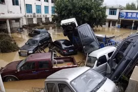 Hậu quả của lũ lụt tại Trung Quốc. (Nguồn: AP)