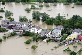 Lũ nhấn chìm nhà cửa tại Slovakia. (Nguồn: AP)
