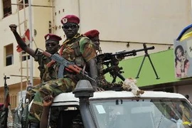 Các tay súng Seleka tới dự cuộc gặp với thủ lĩnh lực lượng nổi dậy Michel Djotodia ở Bangui ngày 30/3. (Nguồn: AFP/TTXVN)