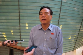 Đại biểu quốc hội Bùi Đức Thụ đang trả lời phỏng vấn báo chí. (Ảnh: Đức Duy/Vietnam+)