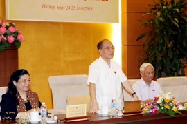  Chủ tịch Quốc hội Nguyễn Sinh Hùng phát biểu Bế mạc Hội nghị đại biểu Quốc hội. (Ảnh: Phạm Kiên/TTXVN)