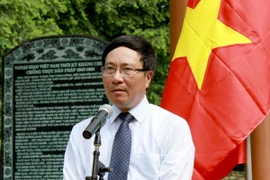 Phó Thủ tướng, Bộ trưởng Ngoại giao Phạm Bình Minh phát biểu tại lễ kỷ niệm 70 năm Ngày thành lập ngành ngoại giao. (Ảnh: Văn Tý/TTXVN)