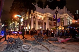 Hiện trường vụ nổ sát đền thờ Erawan. (Nguồn: AFP/TTXVN)