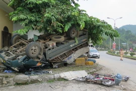 Hiện trường vụ tai nạn. (Ảnh: Nguyễn Trình/TTXVN)