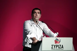 Thủ tướng Hy Lạp Alexis Tsipras tại một cuộc họp của đảng Syriza ở thủ đô Athens. (Nguồn: AFP/TTXVN)