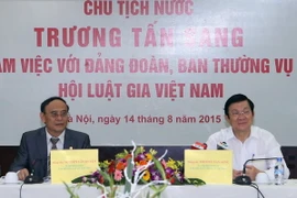 Chủ tịch nước Trương Tấn Sang làm việc với Hội Luật gia Việt Nam. (Ảnh: Nguyễn Khang/TTXVN)