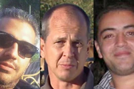 Từ trái qua phải: Mohamed Fahmy, Peter Greste, Baher Mohamed. (Nguồn: Al-Jazeera)