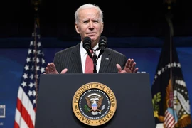 Tổng thống Mỹ Joe Biden phát biểu tại Washington, DC. (Ảnh: AFP/TTXVN)