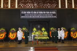 Lễ viếng nguyên Phó Thủ tướng Trương Vĩnh Trọng tại Nhà tang lễ Quốc gia, số 5 Trần Thánh Tông, thành phố Hà Nội. (Ảnh: Văn Điệp/TTXVN)