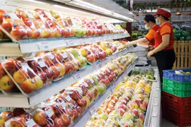 Giá cả hàng hóa ổn định trong ngày mùng 3 Tết Nguyên đán. (Ảnh: Mỹ Phương/TTXVN)