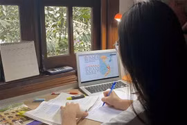 Học sinh học trực tuyến tại nhà. (Ảnh: TTXVN phát)