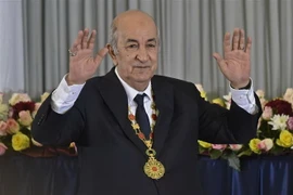 Tổng thống đắc cử Algeria Abdelmadjid Tebboune tại lễ tuyên thệ nhậm chức ở thủ đô Algiers. (Ảnh: AFP/TTXVN)