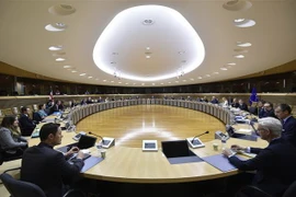 Toàn cảnh vòng đàm phán hậu Brexit mới giữa đại diện Anh và Liên minh châu Âu ở Brussels, Bỉ ngày 29/6/2020. (Ảnh: AFP/TTXVN)