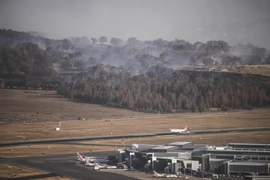 Khói bốc lên từ đám cháy rừng tại khu vực giữa Canberra và Queanbeyan của Australia ngày 22/1/2020. (Ảnh: THX/TTXVN)