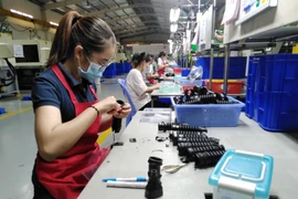 Công nhân hoàn thiện linh kiện giảm chấn băng cao su kỹ thuật cao tại nhà máy của Công ty TNHH Tương Lai tại Đồng Nai. (Ảnh: Minh Hưng/TTXVN)